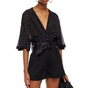 IRO Paris Black Sheer Silk Sequin Glitter Polka Dot Jucita Blouse